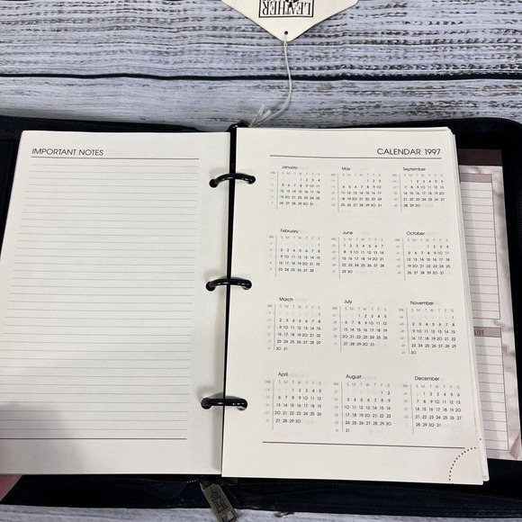 Vintage 1998 Shafmaster Amboldi Black Leather Office Day Planner Address Book - Picture 11 of 16